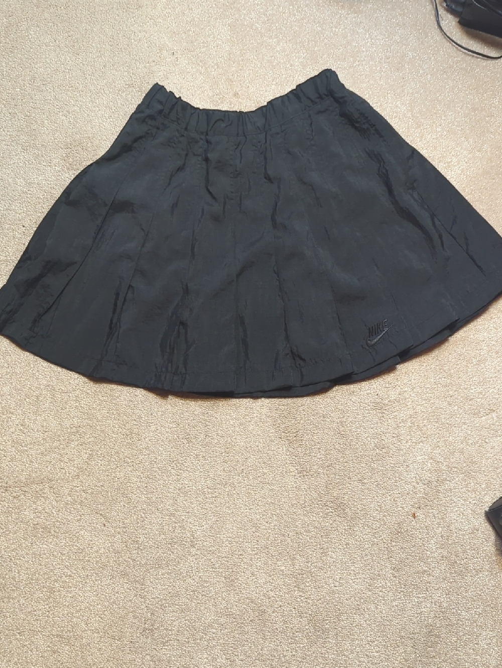 Vintage Nike Black Soft Pleated Tennis Skirt with Elastic Waistband